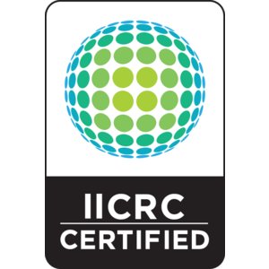IICRC Certified badge with green and teal circular pattern design